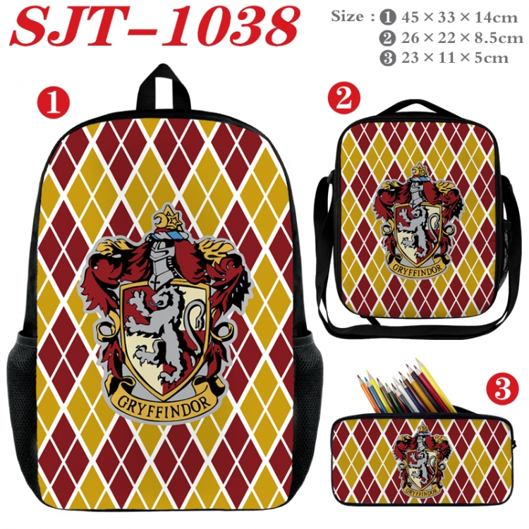 Harry Potter Anime nylon canvas backpack pencil case crossbody bag three piece set 45x33x14cm