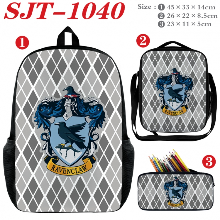 Harry Potter Anime nylon canvas backpack pencil case crossbody bag three piece set 45x33x14cm