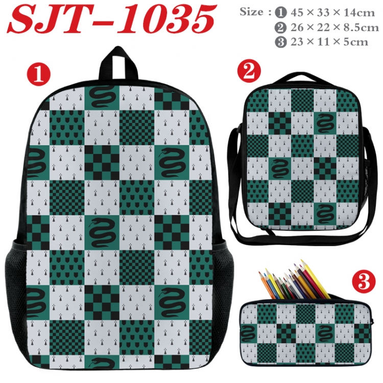 Harry Potter Anime nylon canvas backpack pencil case crossbody bag three piece set 45x33x14cm