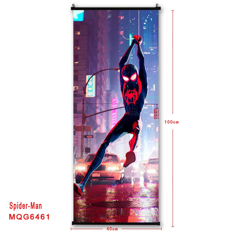 Spiderman Anime black Plastic rod Cloth painting Wall Scroll  40X100CM MQG-6461