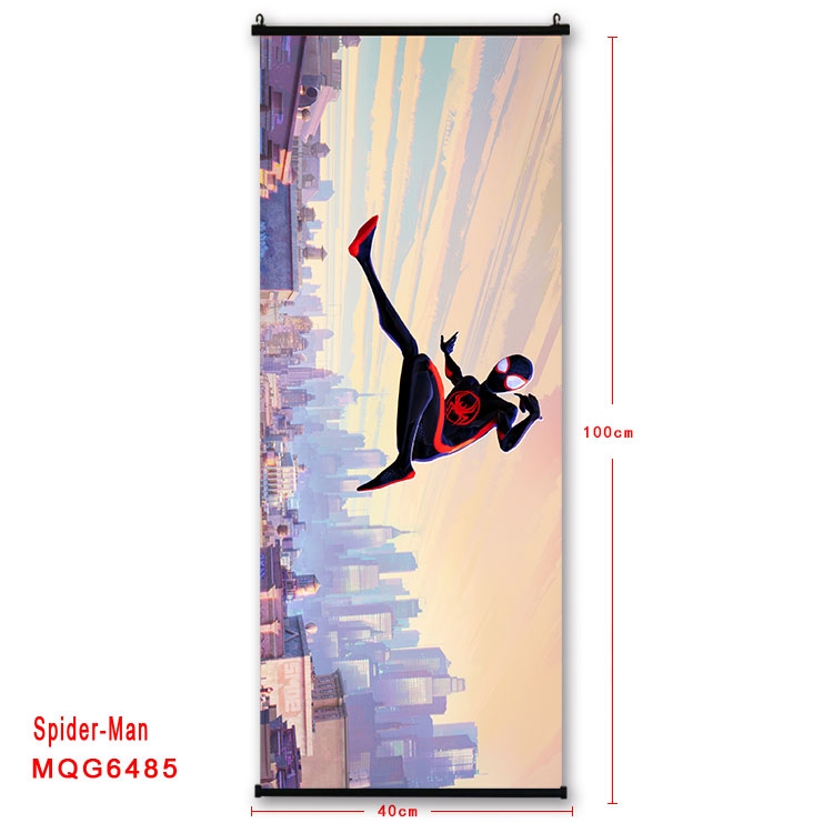 Spiderman Anime black Plastic rod Cloth painting Wall Scroll  40X100CM MQG-6485