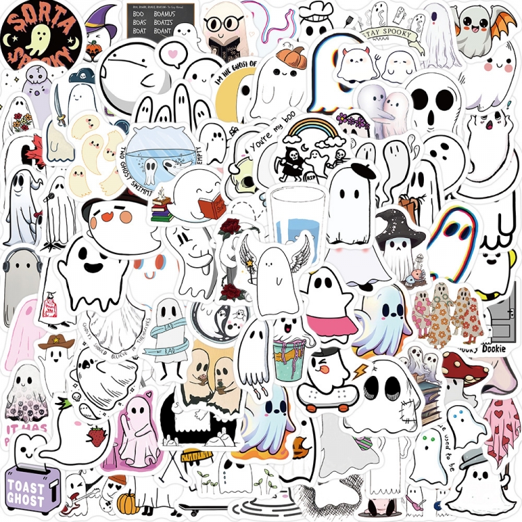 Ghost Ghost Doodle stickers Waterproof stickers a set of 100 price for 5 sets
