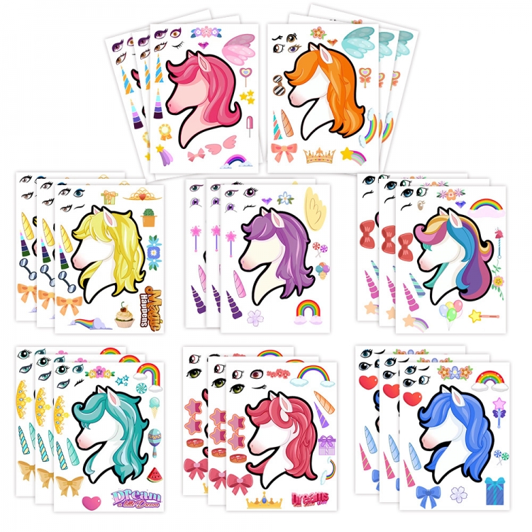 Unicorn Doodle stickers Waterproof stickers a set of 8 11X16CM price for 10 sets