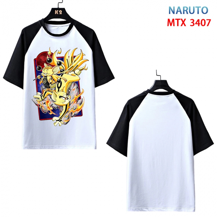 Naruto Anime raglan sleeve cotton T-shirt from XS to 3XL MTX-3407-3