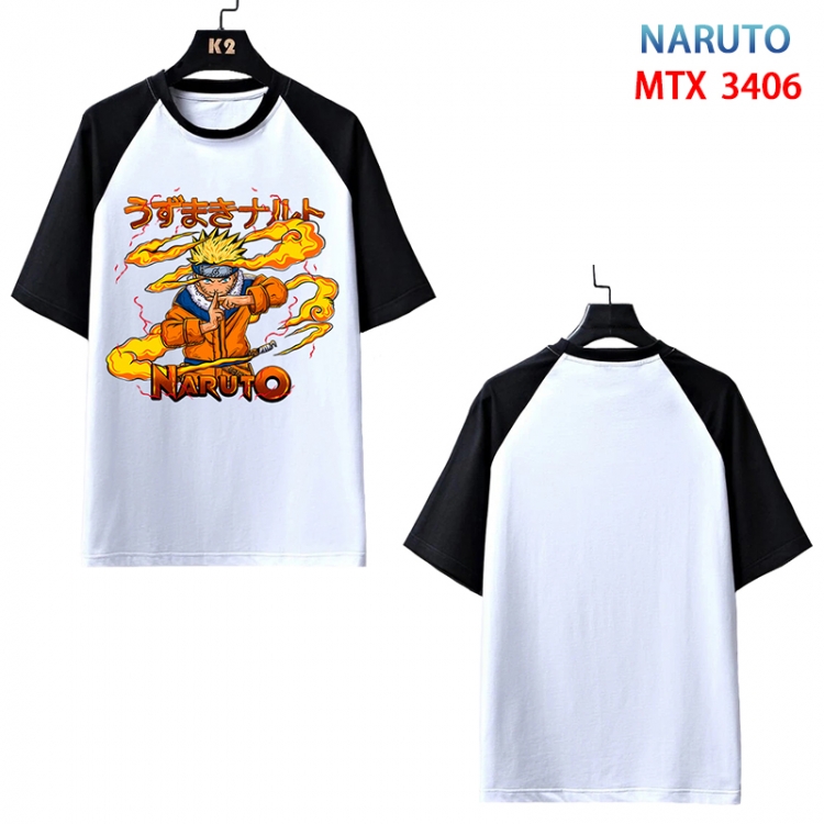 Naruto Anime raglan sleeve cotton T-shirt from XS to 3XL  MTX-3406-3