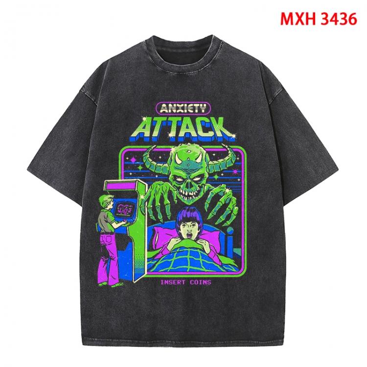 Evil illustration Anime peripheral pure cotton washed and worn T-shirt from S to 4XL MXH-3436