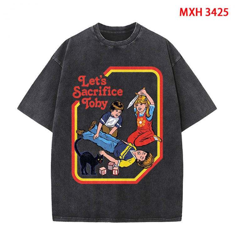 Evil illustration Anime peripheral pure cotton washed and worn T-shirt from S to 4XL  MXH-3425