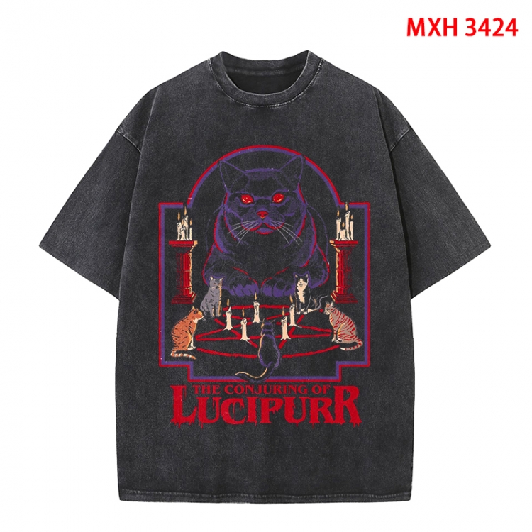 Evil illustration Anime peripheral pure cotton washed and worn T-shirt from S to 4XL MXH-3424