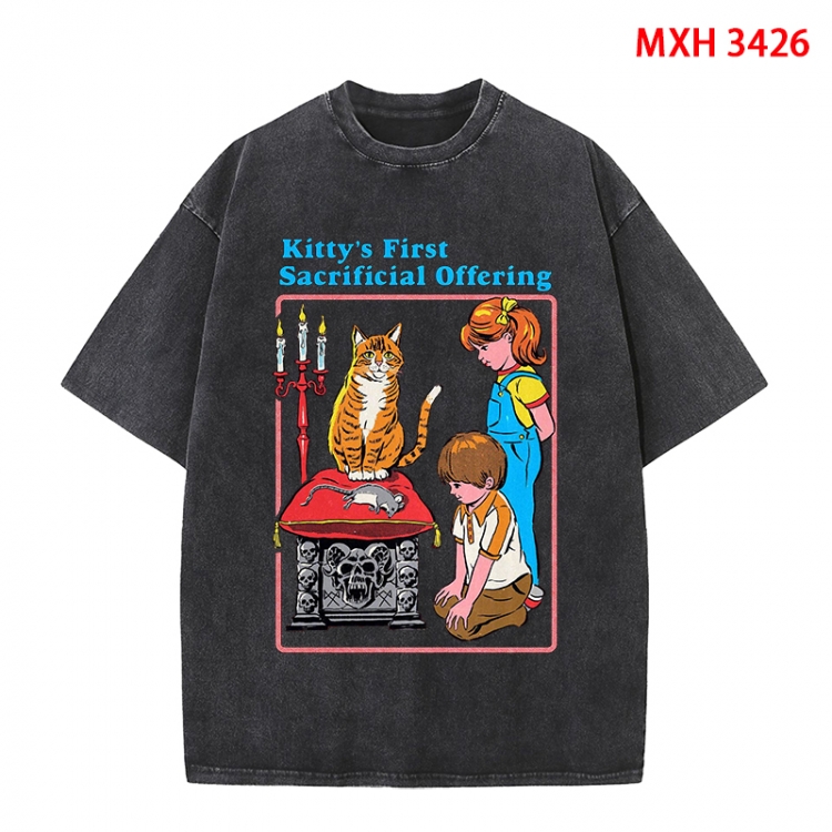 Evil illustration Anime peripheral pure cotton washed and worn T-shirt from S to 4XL MXH-3426