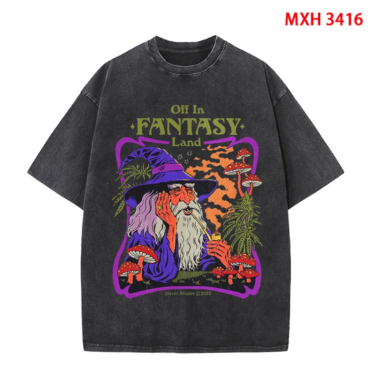 Evil illustration Anime peripheral pure cotton washed and worn T-shirt from S to 4XL MXH-3416