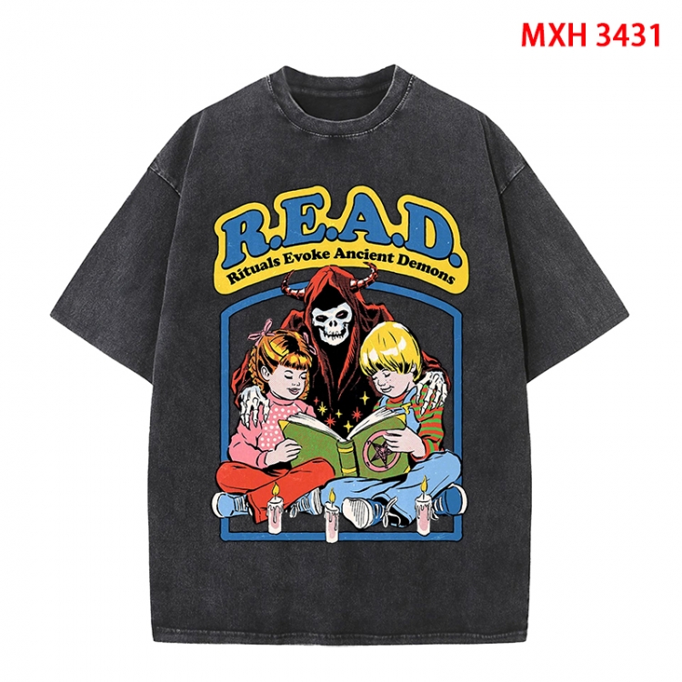 Evil illustration Anime peripheral pure cotton washed and worn T-shirt from S to 4XL MXH-3431