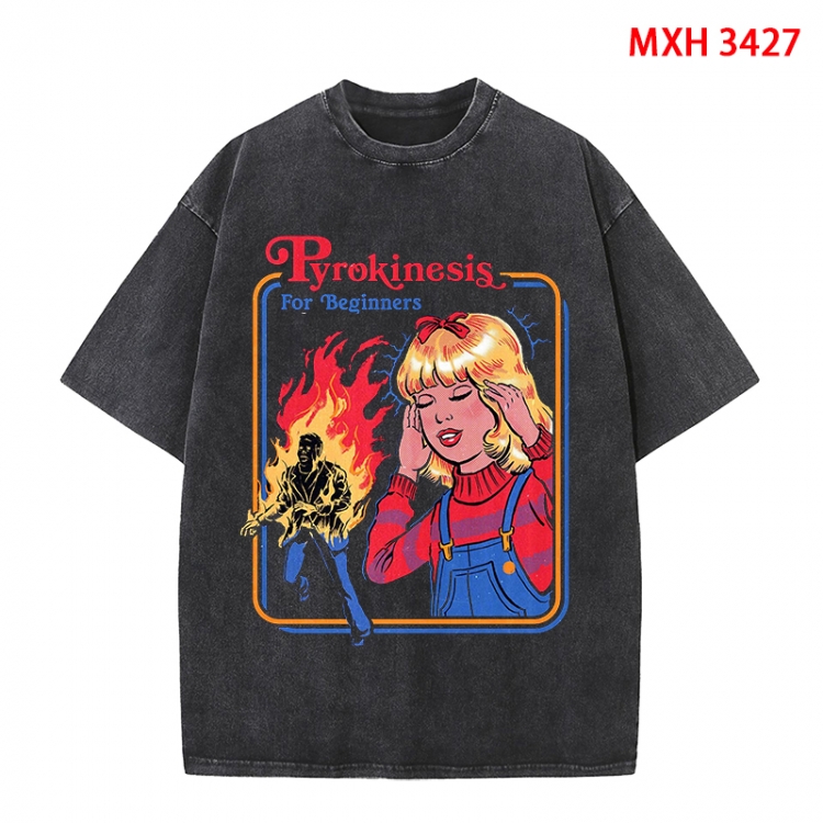 Evil illustration Anime peripheral pure cotton washed and worn T-shirt from S to 4XL  MXH-3427