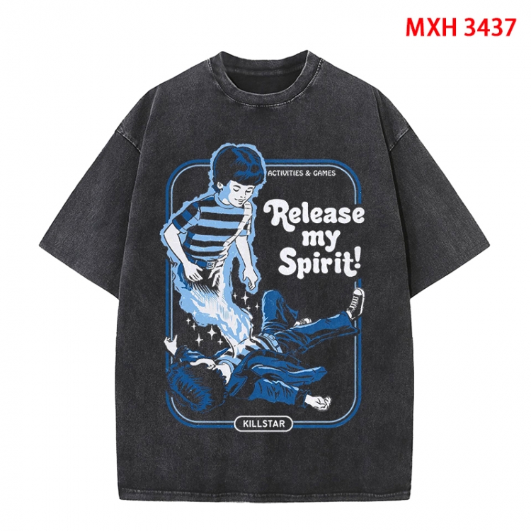 Evil illustration Anime peripheral pure cotton washed and worn T-shirt from S to 4XL  MXH-3437