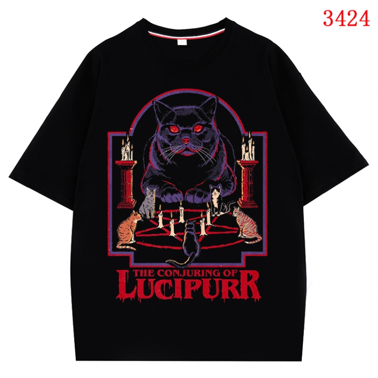 Evil illustration Anime peripheral direct spray technology pure cotton short sleeved T-shirt from S to 4XL CMY-3424-2