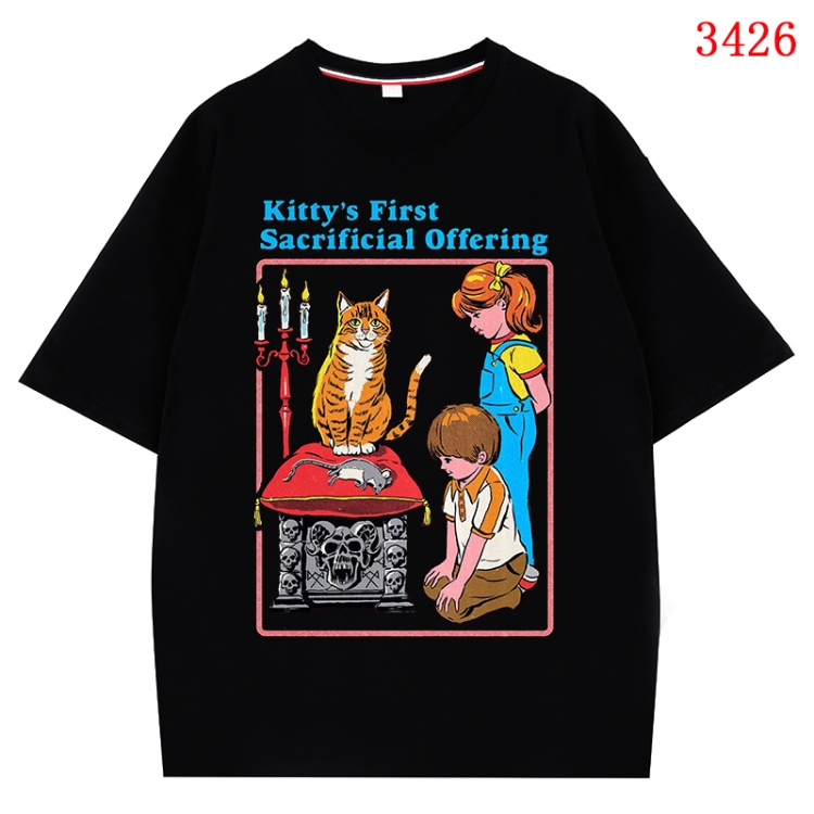 Evil illustration Anime peripheral direct spray technology pure cotton short sleeved T-shirt from S to 4XL CMY-3426-2