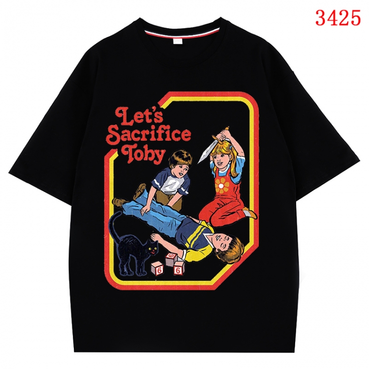 Evil illustration Anime peripheral direct spray technology pure cotton short sleeved T-shirt from S to 4XL CMY-3425-2