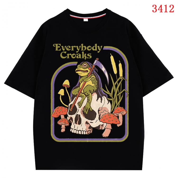 Evil illustration Anime peripheral direct spray technology pure cotton short sleeved T-shirt from S to 4XL CMY-3412-2