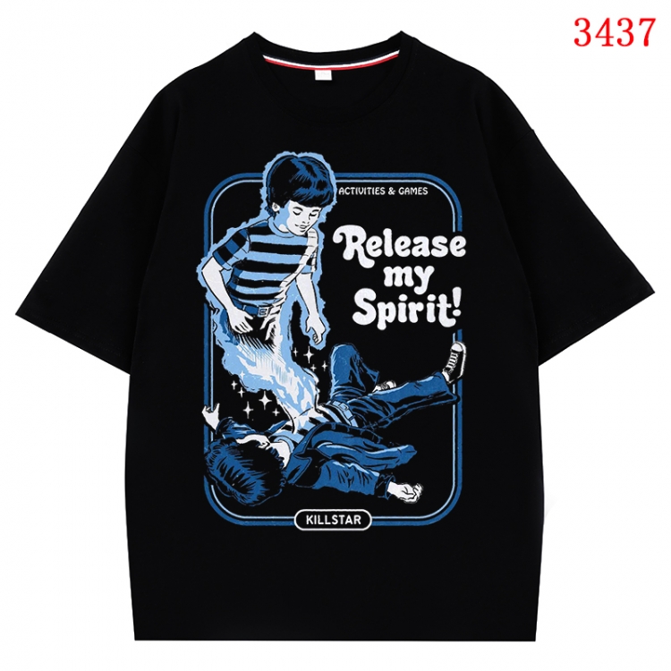 Evil illustration Anime peripheral direct spray technology pure cotton short sleeved T-shirt from S to 4XL CMY-3437-2