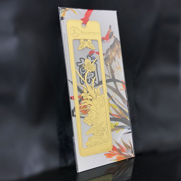 Four Gentlemen Series orchid Hollow stainless steel exquisite literary and classical bookmarks price for 5 pcs