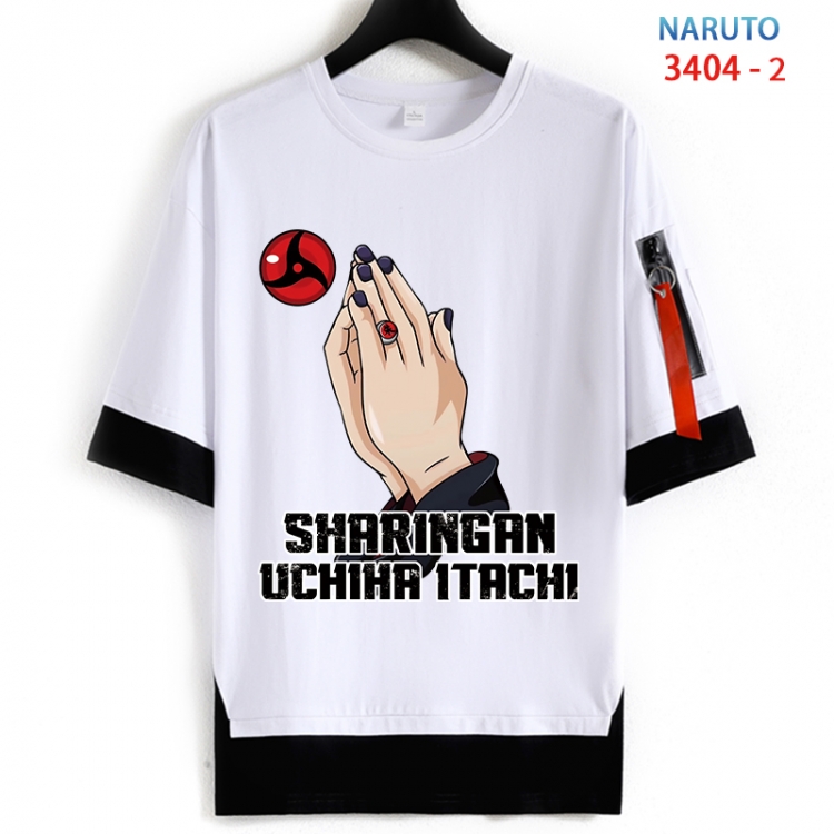 Naruto Cotton Crew Neck Fake Two-Piece Short Sleeve T-Shirt from S to 4XL  HM-3404-2