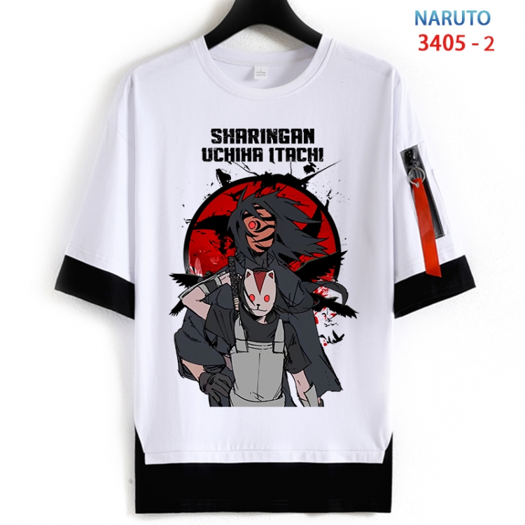 Naruto Cotton Crew Neck Fake Two-Piece Short Sleeve T-Shirt from S to 4XL  HM-3405-2