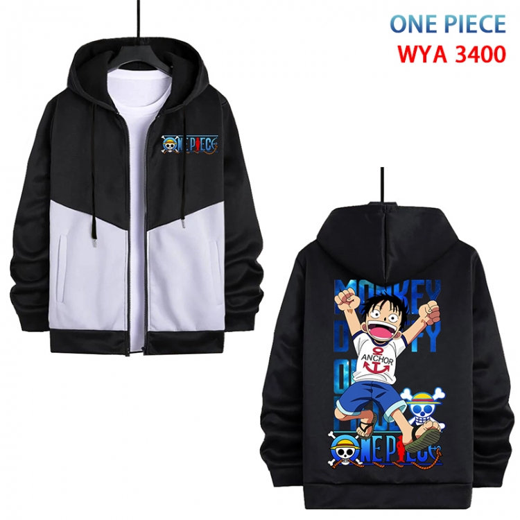 One Piece Anime cotton zipper patch pocket sweater from S to 3XL  WYA-3400-3