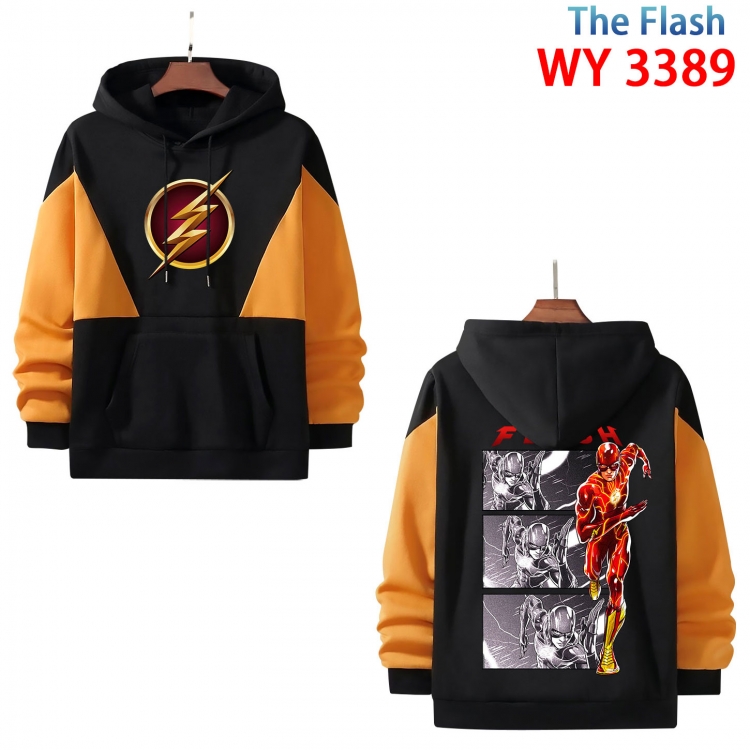 The Flash Anime color contrast patch pocket sweater from XS to 4XL  WY-3389-3