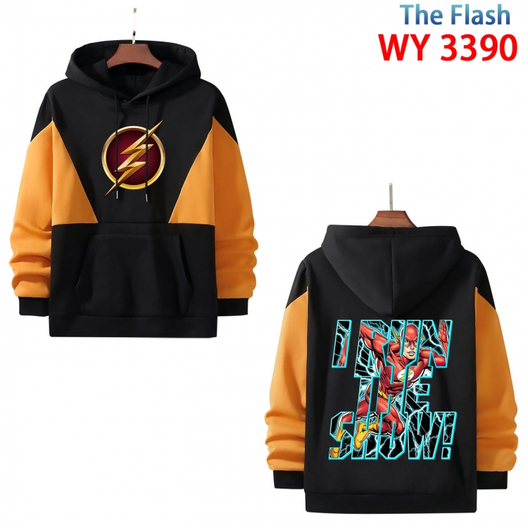 The Flash Anime color contrast patch pocket sweater from XS to 4XL WY-3390-3