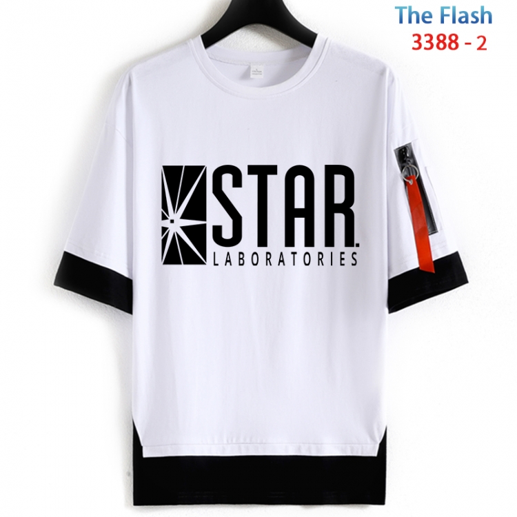 The Flash Cotton Crew Neck Fake Two-Piece Short Sleeve T-Shirt from S to 4XL
