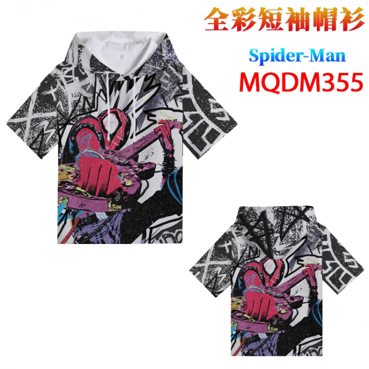 Spiderman Full color hooded short sleeved T-shirt  from M to 4XL