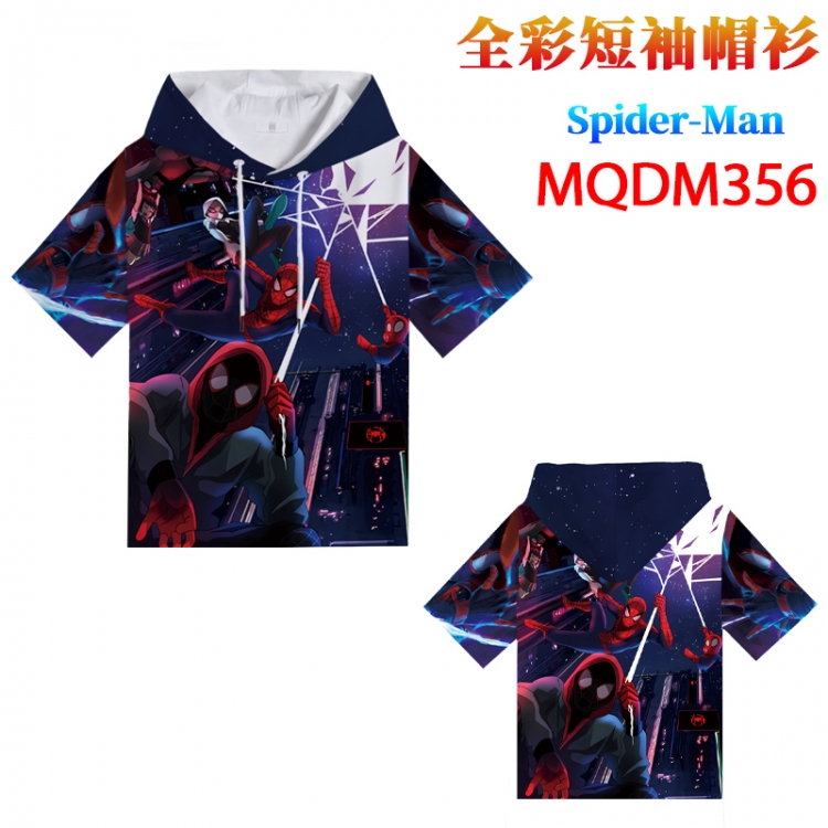 Spiderman Full color hooded short sleeved T-shirt  from M to 4XL