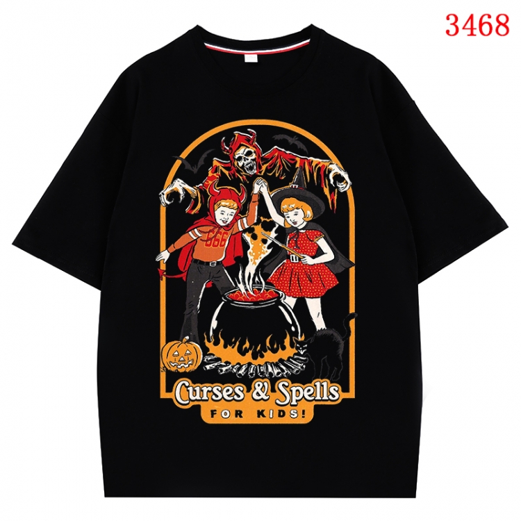 Evil illustration Anime peripheral direct spray technology pure cotton short sleeved T-shirt from S to 4XL CMY-3468-2