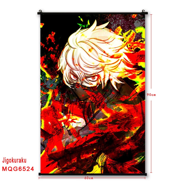 JigokuRaku Anime black Plastic rod Cloth painting Wall Scroll 60X90CM MQG-6524