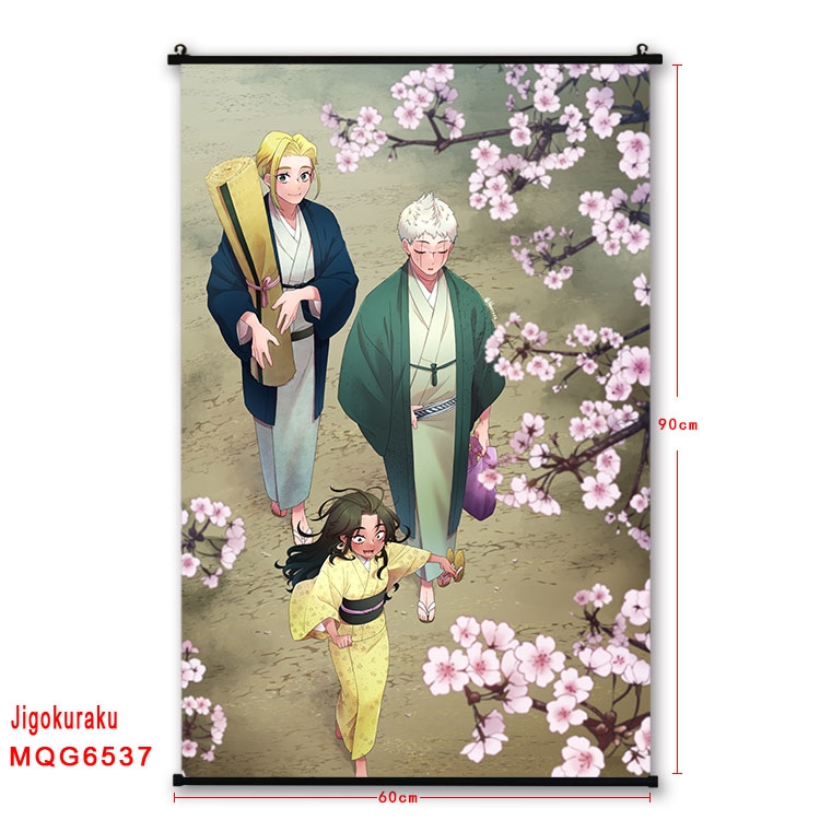 JigokuRaku Anime black Plastic rod Cloth painting Wall Scroll 60X90CM MQG-6537