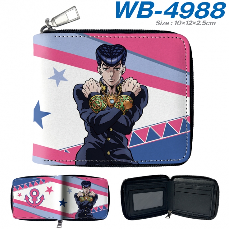 JoJos Bizarre Adventure Anime color short full zip folding wallet 10x12x2.5cm  WB-4988A