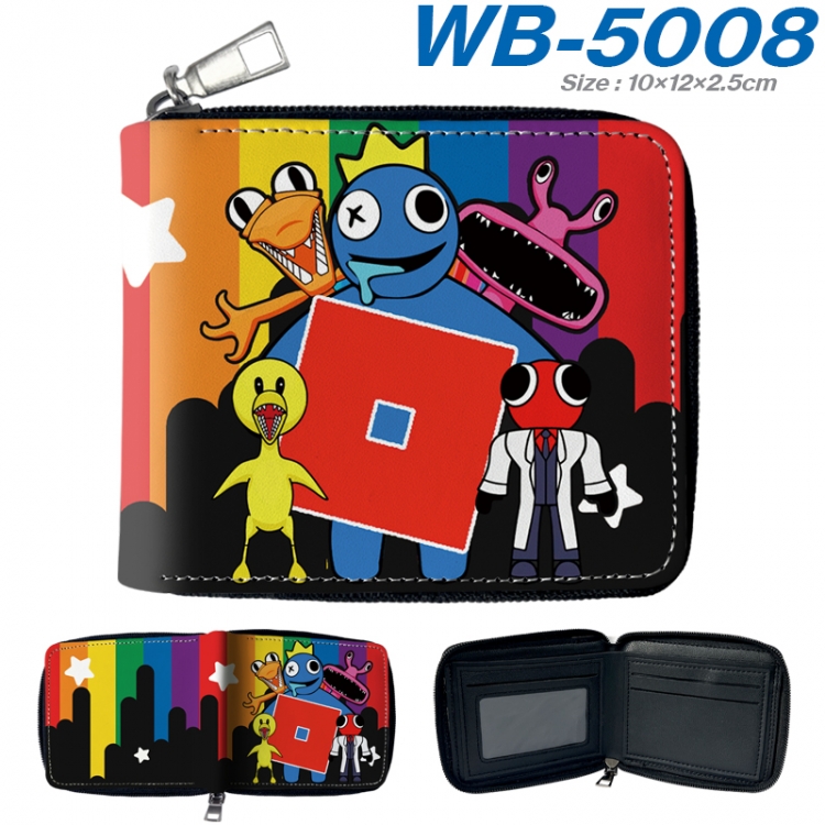 Rainbow Friend Anime color short full zip folding wallet 10x12x2.5cm WB-5008A