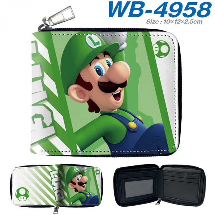 Super Mario Anime color short full zip folding wallet 10x12x2.5cm WB-4958A