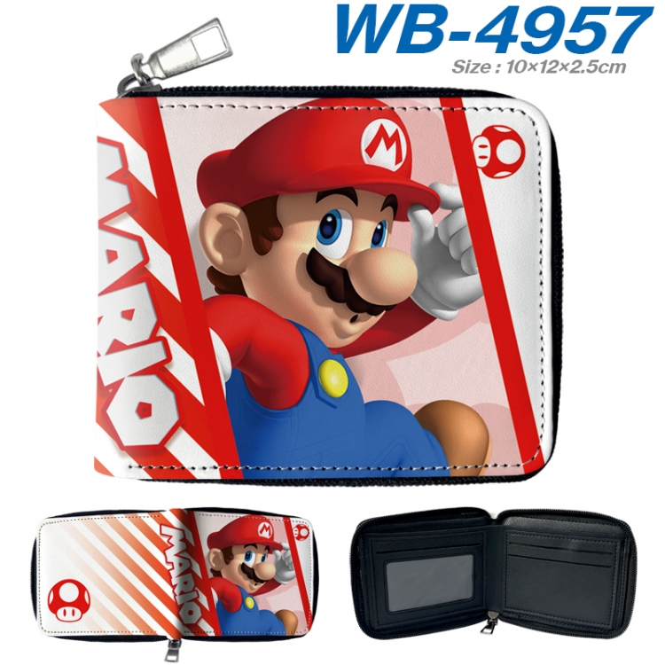 Super Mario Anime color short full zip folding wallet 10x12x2.5cm WB-4957A