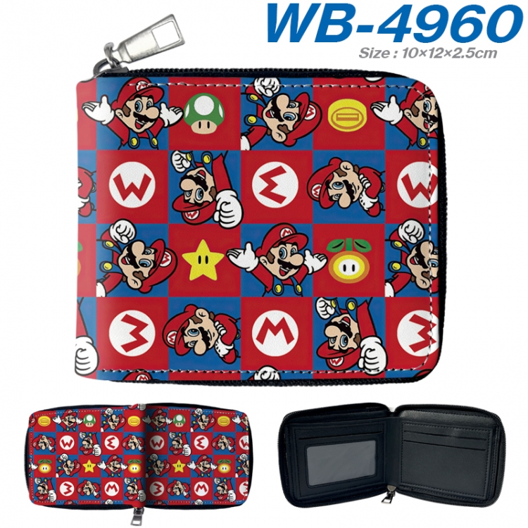 Super Mario Anime color short full zip folding wallet 10x12x2.5cm WB-4960A
