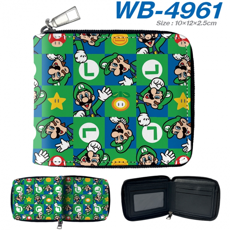 Super Mario Anime color short full zip folding wallet 10x12x2.5cm WB-4961A