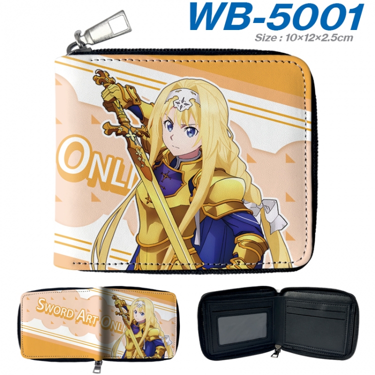 Sword Art Online Anime color short full zip folding wallet 10x12x2.5cm WB-5001A