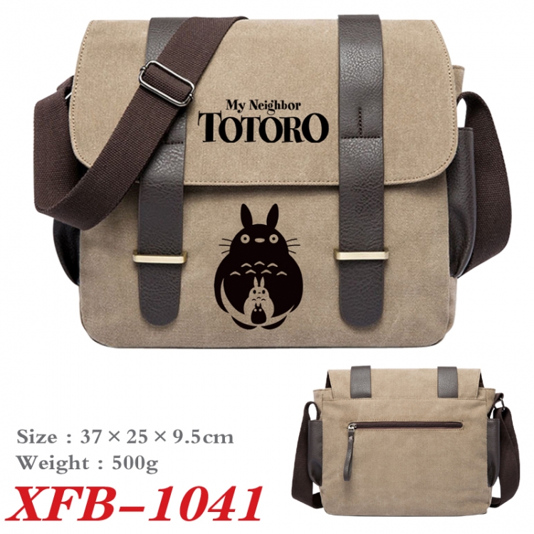 TOTORO Anime double belt new canvas shoulder bag single shoulder bag 37X25X9.5cm  XFB-1041
