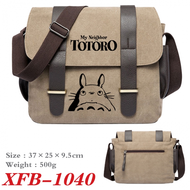 TOTORO Anime double belt new canvas shoulder bag single shoulder bag 37X25X9.5cm  XFB-1040