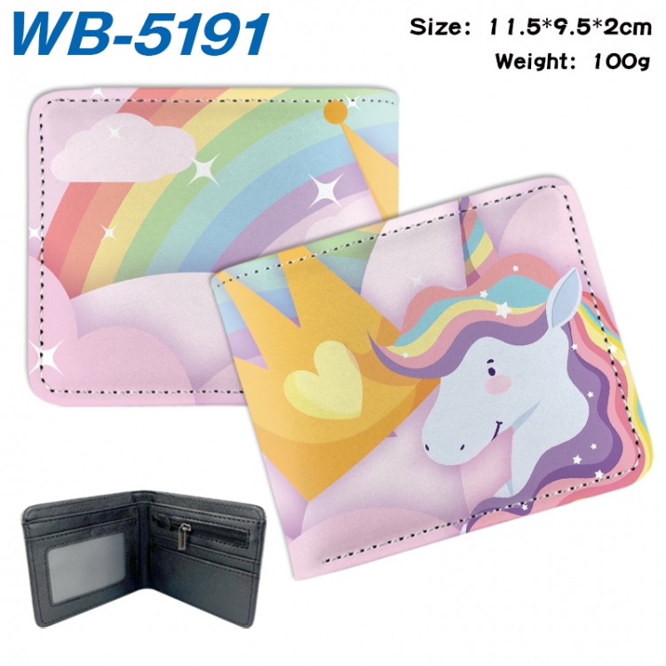 Unicorn Animation color PU leather half fold wallet 11.5X9X2CM WB-5191A