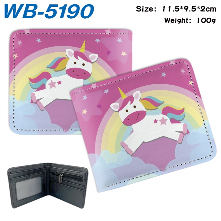 Unicorn Animation color PU leather half fold wallet 11.5X9X2CM WB-5190A