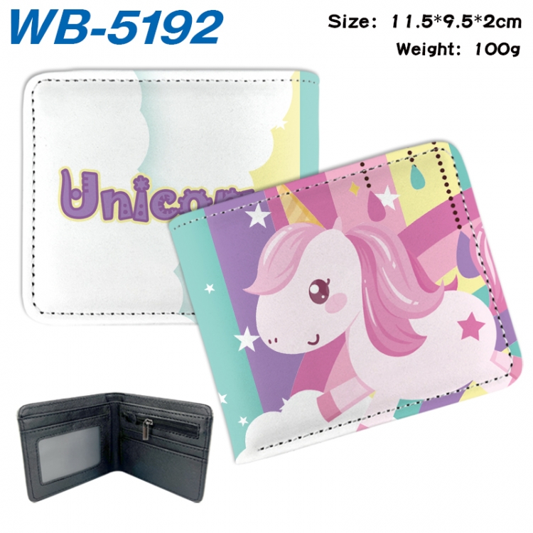 Unicorn Animation color PU leather half fold wallet 11.5X9X2CM WB-5192A