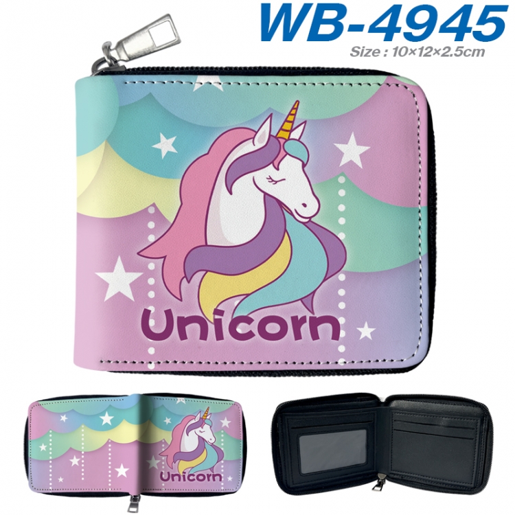 Unicorn Anime Full Color Short All Inclusive Zipper Wallet 10x12x2.5cm  WB-4945A