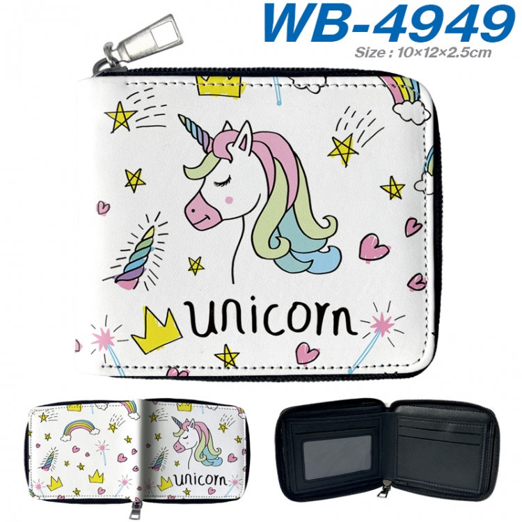 Unicorn Anime Full Color Short All Inclusive Zipper Wallet 10x12x2.5cm WB-4949A