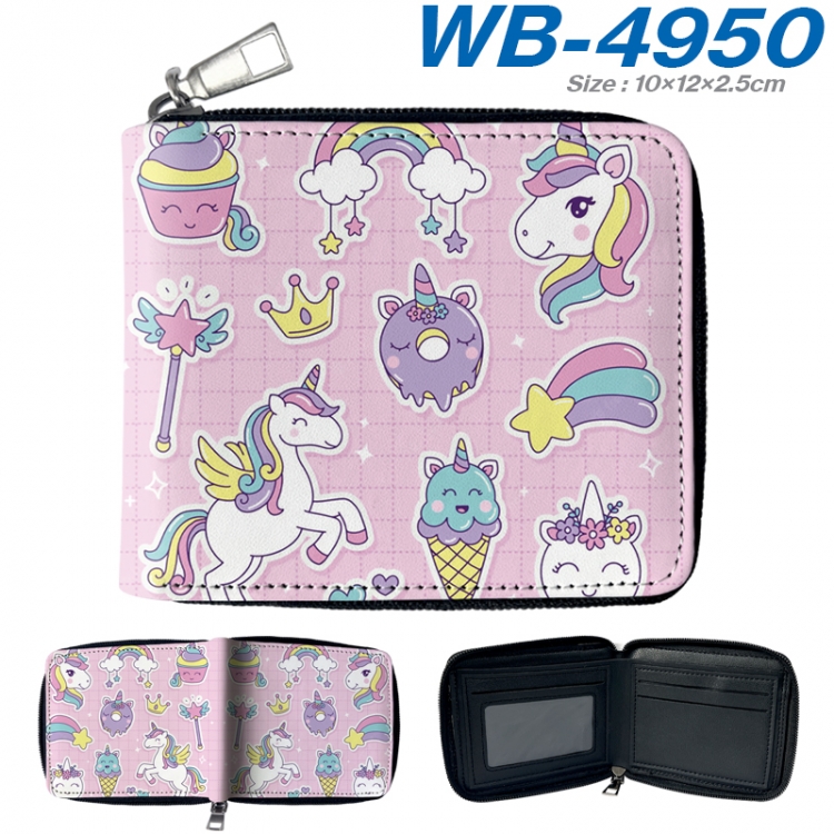 Unicorn Anime Full Color Short All Inclusive Zipper Wallet 10x12x2.5cm WB-4950A