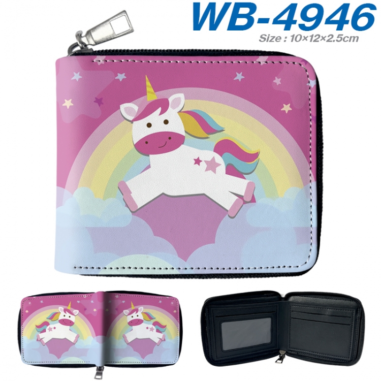 Unicorn Anime Full Color Short All Inclusive Zipper Wallet 10x12x2.5cm  WB-4946A